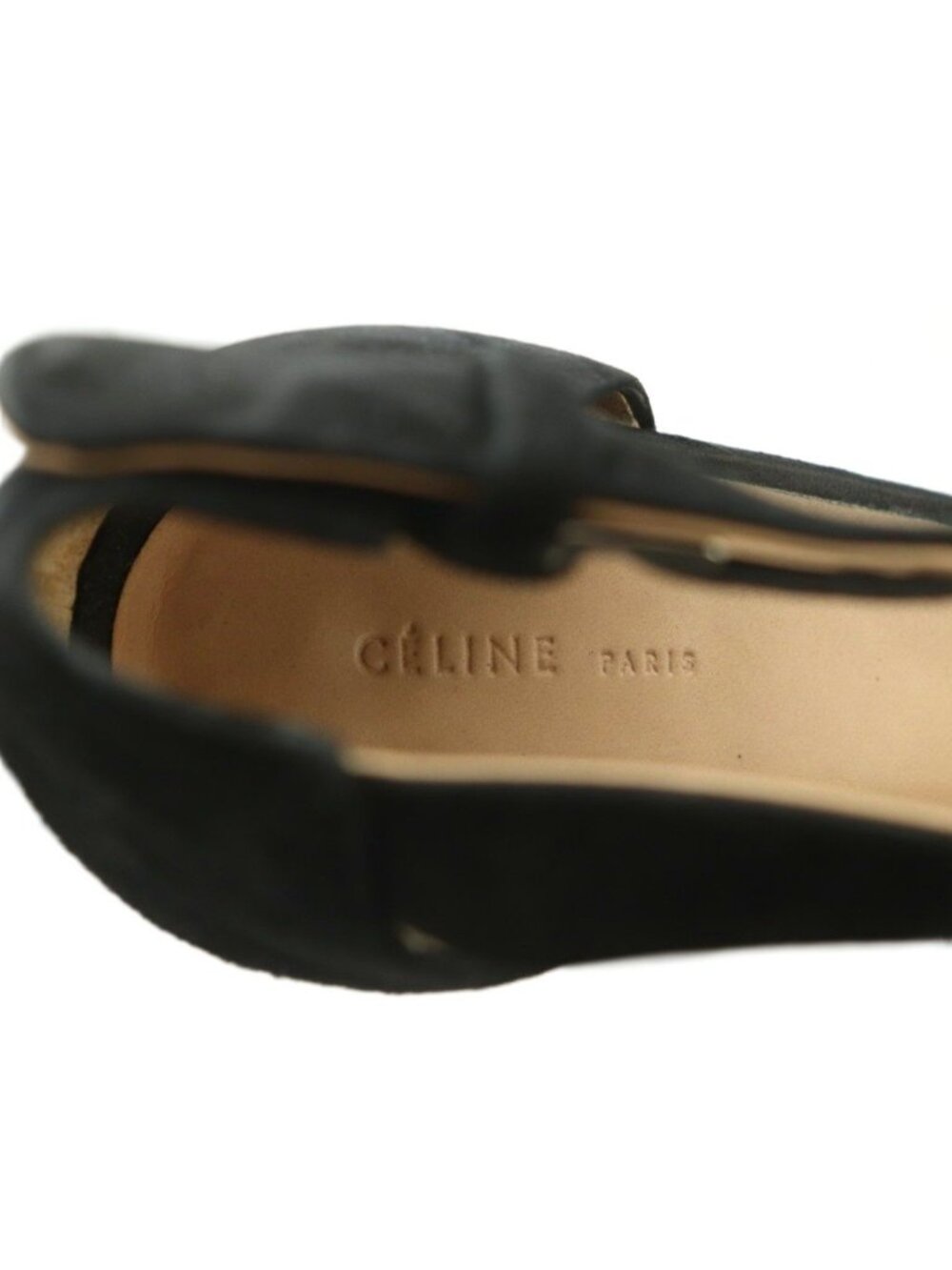 Celine Sandals Square Toe Block Heel Suede Black 36.5 - Picture 7 of 9